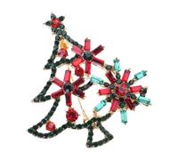 Shimmering Festive Tree Pin Rhinestone-Encrusted Alloy Brooch Secure Fastening Holiday Party Accessory Elegant Rhinestones Pin Women ' s Christmas Accessory