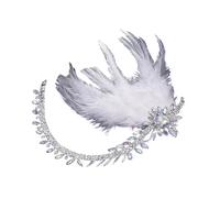 Shimmering Flapper Women Feathered Hairband Hair Accessory with Sparkling Rhinestones for Special Event and Masquerades Party Hair Jewelry