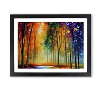Shimmering Forest Abstract Framed Wall Art Print A2 Black