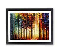 Shimmering Forest Abstract Framed Wall Art Print A2 Black