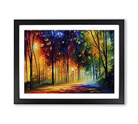 Shimmering Forest Abstract Framed Wall Art Print A2 Black
