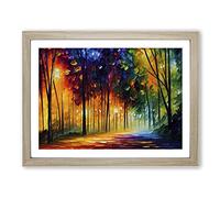 Shimmering Forest Abstract Framed Wall Art Print A2 Oak