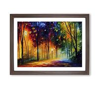 Shimmering Forest Abstract Framed Wall Art Print A2 Walnut