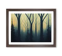 Shimmering Forest Framed Wall Art Print A2 Walnut
