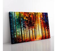 Shimmering Forest Vol.2 Abstract Canvas Wall Art Print Ready to Hang, Framed Picture for Living Room Bedroom Home Office Décor, 60x40 cm (24x16 Inch)