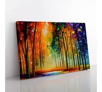 Shimmering Forest Vol.3 Abstract Canvas Wall Art Print Ready to Hang, Framed Picture for Living Room Bedroom Home Office Décor, 76x50 cm (30x20 Inch)