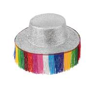 Shimmering Fringe Cowgirl Hat For Woman Breathable Cowboy Hats With Rainbow Color Fringe Banquets Party Photography Hat Cowgirl Hats Woman With Colorful Colorful Bachelorettes Party Bride