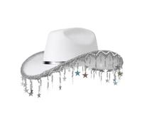 Shimmering Fringe Cowgirl Hat For Woman Breathable Cowboy Hats With Sequins Star Fringe Banquets Party Photography Hat Cowgirl Hats Woman With Star Bachelorettes Party Bride