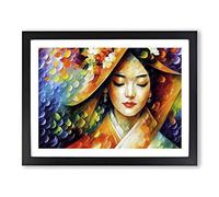 Shimmering Geisha Vol.3 Abstract Framed Print | A4 Black Framed Wall Art | Ready to Hang | Abstract Fantasy Picture | Living Room Bedroom Lounge Office