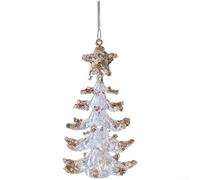 Shimmering Glitter Acrylic Hanging Ornaments For Christmas Tree And Holiday Decor Snowflake Bell Pendant Transparent Assorted Designs(A)