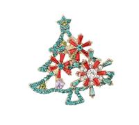 Shimmering Holiday Tree Brooch With Secure Clasp Lightweight Rhinestoned Badge Alloy Jewelry Christmas Holiday Party Jewelry