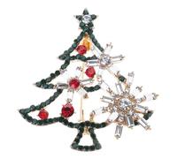 Shimmering Holiday Tree Brooch with Secure Clasp Lightweight Rhinestoned Badge Alloy Jewelry Christmas Christmas Tree Brooch