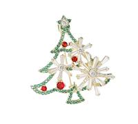 Shimmering Holiday Tree Brooch With Secure Clasp Lightweight Rhinestoned Badge Alloy Jewelry Christmas Holiday Party Jewelry