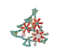 Shimmering Holiday Tree Brooch With Secure Clasp Lightweight Rhinestoned Badge Alloy Jewelry Christmas Lightweight Corsage Pin