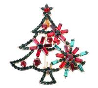 Shimmering Holiday Tree Brooch with Secure Clasp Lightweight Rhinestoned Badge Alloy Jewelry Christmas Christmas Tree Brooch
