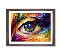 Shimmering Human Eye Abstract Framed Wall Art Print A2 Walnut