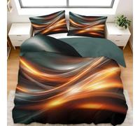 Shimmering Light Duvet Cover Sets Orange-Green Double Bedding Set with Zipper Closure, Soft Microfiber Quilt Cover with 2 Pillowcases 50x75cm QF1000