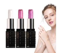 Shimmering Lipstick, 3-Piece Lip Glitter Cosmetic Set, Radiant Lipstick - For Office, Home, Everyday Life, Commuting, Valentine's Day, Holiday, Women, Girls, Party and Travel