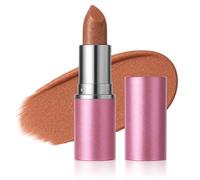 Shimmering Nude Brown Hydrating Lipstick with Metallic Gloss Finish - Creamy Long-Lasting Formula in Matte Pink Case for Everyday and Evening Wear, Non-Sticky Lightweight Reflective Lip Colour