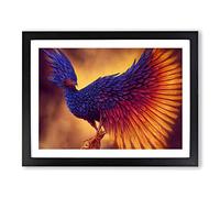 Shimmering Phoenix Bird Framed Print | A3 Black Framed Wall Art | Ready to Hang | Modern Nature Picture | Living Room Bedroom Lounge Office