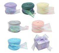 Shimmering Ribbon, 6 Rolls Polyester Ribbon for Gift Wrapping, 4cm/1.6in Wide, 9m/29.5ft Soft Fabric Ribbons for Crafting, Bows, DIY Project, Wedding Decor Valentine's Day Christmas Decoration