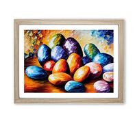 Shimmering River Pebbles Vol.4 Framed Print | A4 Oak Framed Wall Art | Ready to Hang | Modern Landscape Picture | Living Room Bedroom Lounge Office