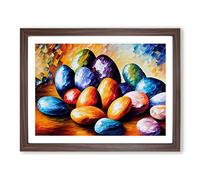 Shimmering River Pebbles Vol.4 Framed Print | A4 Walnut Framed Wall Art | Ready to Hang | Modern Landscape Picture | Living Room Bedroom Lounge Office
