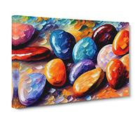 Shimmering River Pebbles Vol.5 Canvas Print | Gallery Wrapped 30mm Frame Wall Art | 30x20 inches | Ready to Hang | Contemporary Landscape Picture | Living Room Bedroom Lounge Office