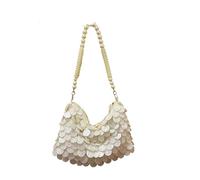Shimmering Scale Design Braided Bag With Removable Strap Fashion Underarm Purse For Prom Wedding Evening Event French Sequins Evening Bag