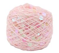 Shimmering Sequin Cotton Yarn 139meter Sparkling Thread Crochet Strings for Headband Beanie Knitting Sweater Weaving DIY Stitch Winter Accessories Rag Doll Clothes (Pink)
