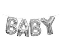 Shimmering Silver Baby Letter Foil Balloon Banner Kit (35cm) 1 Set - Perfect for Parties and Events