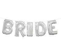 Shimmering Silver Bride Letter Foil Balloon Banner Kit (35cm) 1 Set - Perfect f