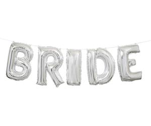 Shimmering Silver Bride Letter Foil Balloon Banner Kit (35cm) 1 Set - Perfect f