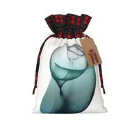 Shimmering Snail Print Christmas Drawstring Linen Gift Bags Reusable Fabric Bags With Tags For Christmas Gifts