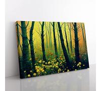 Shimmering Spring Forest Canvas Wall Art Print Ready to Hang, Framed Picture for Living Room Bedroom Home Office Décor, 76x50 cm (30x20 Inch)