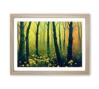 Shimmering Spring Forest Framed Print | A3 Oak Framed Wall Art | Ready to Hang | Modern Landscape Picture | Living Room Bedroom Lounge Office