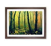 Shimmering Spring Forest Framed Wall Art Print A2 Walnut
