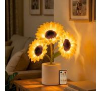 Shimmering Sunflower Lamp, 2026 New Touch Dimming Sunflower Light, USB Rechargeable LED Flower Table Lamp, Simulation Flower Mood Night Light, for Mom, Friend, Wife, Wedding (Remote)