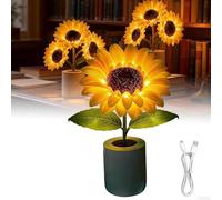 Shimmering Sunflower Lamp, Dimming Sunflower Night Light,2 Level Adjustable Light,USB Rechargeable 3D Artificial Flower Table Lamp for Bedroom,LED Lamp Gift for Mom Wife Girlfriend Friend (1 Flower)