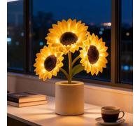 Shimmering Sunflower Lamp, Touch Dimming Flower Table Lamp, USB Rechargeable Flower LED Lamp Night Light for Bedroom, Artificial Sunflower LED Simulation Night Light for Mother's Day Gift