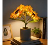 Shimmering Sunflower Lamp, Touch Dimming USB Rechargeable LED Table Lamp - Artificial Sunflower Night Light for Bedroom, Warm Home Decor, Gift for Mom, Friend, Wife