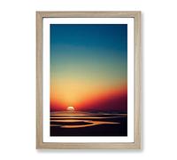 Shimmering Sunset Framed Print | A2 Oak Framed Wall Art | Ready to Hang | Modern Landscape Picture | Living Room Bedroom Lounge Office