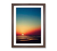 Shimmering Sunset Framed Print | A3 Walnut Framed Wall Art | Ready to Hang | Modern Landscape Picture | Living Room Bedroom Lounge Office