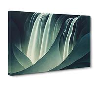 Shimmering Waterfall Canvas Print | Gallery Wrapped 30mm Frame Wall Art | 30x20 inches | Ready to Hang | Contemporary Landscape Picture | Living Room Bedroom Lounge Office