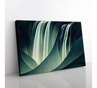 Shimmering Waterfall Canvas Wall Art Print Ready to Hang, Framed Picture for Living Room Bedroom Home Office Décor, 60x40 cm (24x16 Inch)