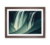 Shimmering Waterfall Framed Print | A2 Walnut Framed Wall Art | Ready to Hang | Modern Landscape Picture | Living Room Bedroom Lounge Office