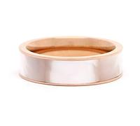 Shimmering white abalone sea shell band ring with polished rose gold stainless steel and gift bag and jewellery box (O)