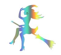 Shimmering Witch's Broom Window Decal, Die Cut Vinyl Decal Sticker, Window Sticker for Halloween Fantasy Decor, for Car Truck Motorcycle Windows Bumper Laptop Home Wall Decor (Big)