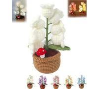 Shimmernest Lilyglow Flowers,Crochet Artificial Flower with 7 Little Night Lights,Eternalbloom Lily Night Lamp,Handcrafted Flower Lamps,Cute Gifts for Wife Girlfriend Birthday Christmas (White)