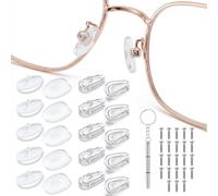 Shimmeroo 10 Pairs Silicone Glasses Nose Pads, Soft Anti-Slip Screw-in Nose Pads D-Shaped Eyeglass Grips Fit for Optical Sunglasses with Screws & 3-in-1 Screwdriver(2 Types)